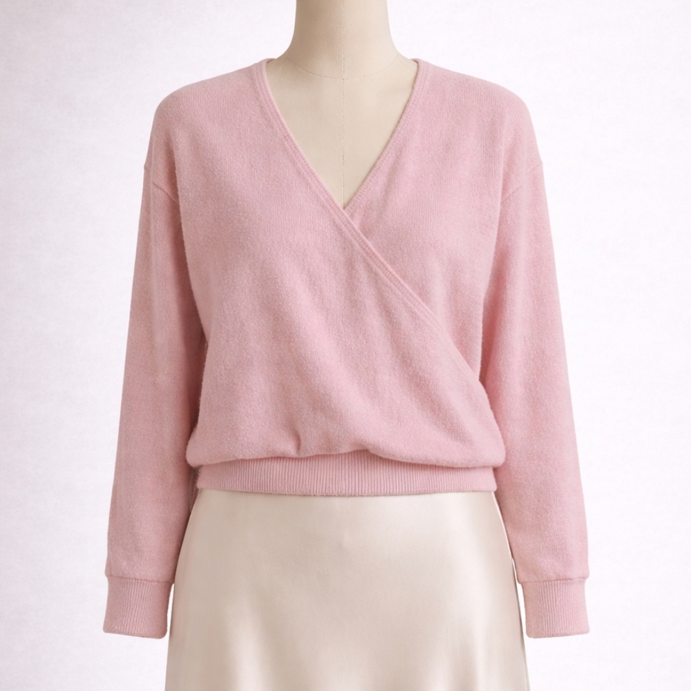Wayf Cozy MOCK Wrap Pink Women's Sweater Balletcore